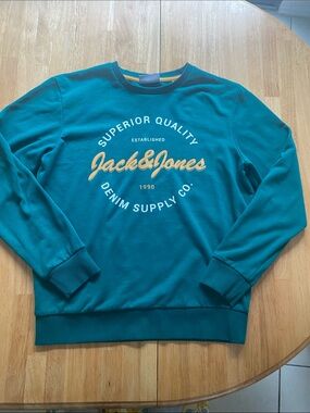 Jack & Jones Green Crewneck Sweatshirt with Yellow Logo